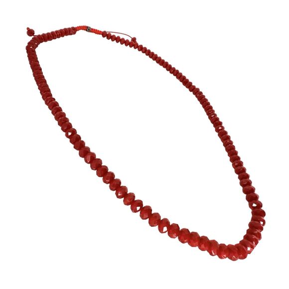 VTG Bold Icy Red Beaded Long Necklace 24-30” Adjustable Formal Lovecore Trendy - Picture 9 of 11
